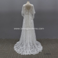 Customized round neck short-sleeved embroidered casual white lace wedding gown dresses china